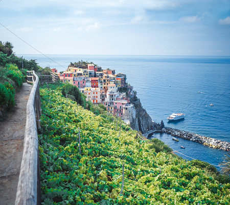 Cinque Terre trails between sea and mountains