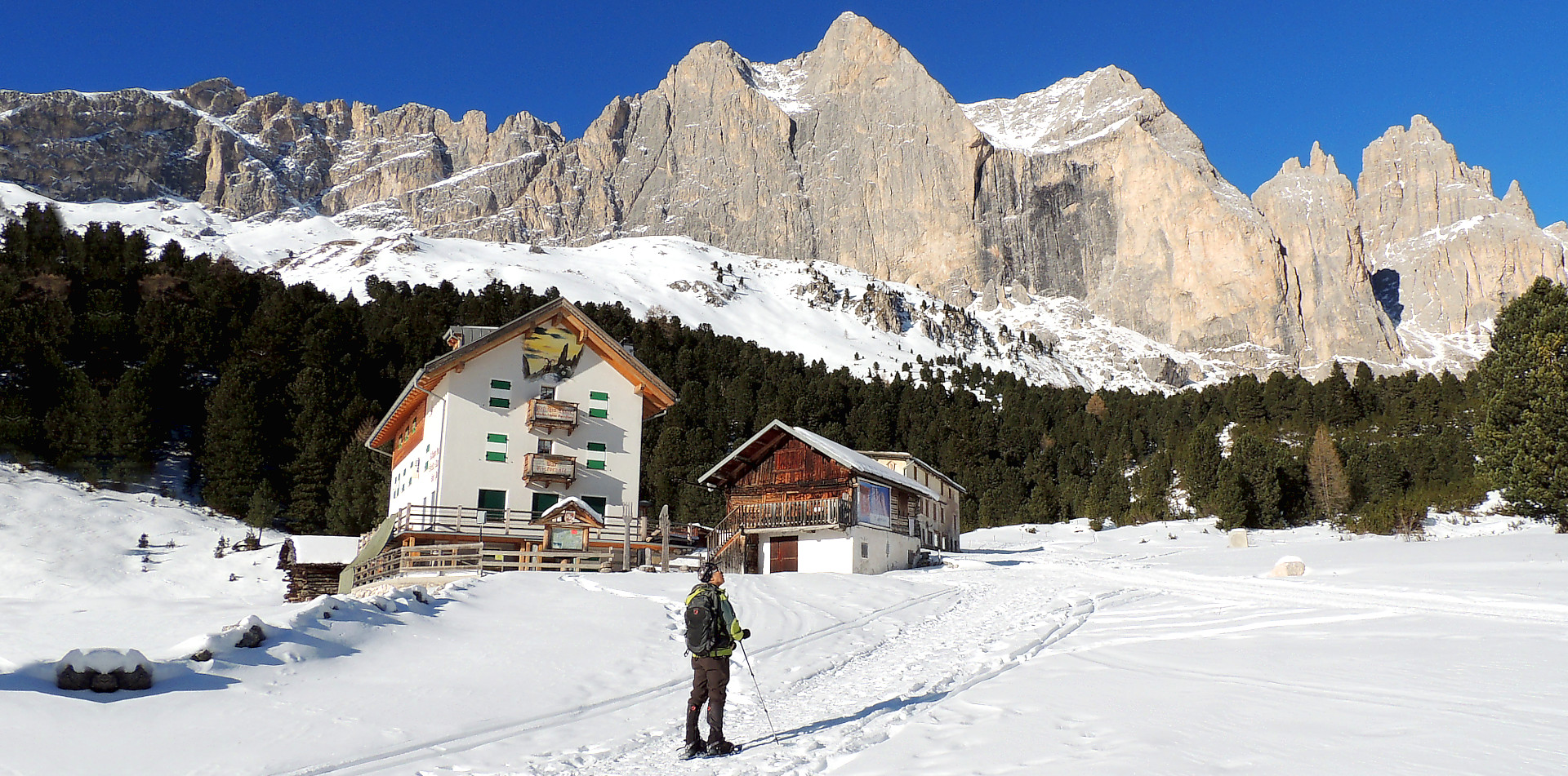Reaching a warm place in the middle of the Dolomites...